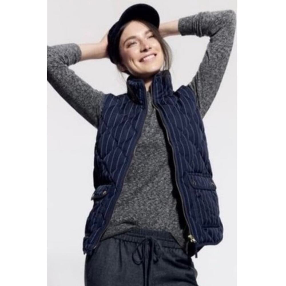 J. Crew Excursion Vest in Pinstripe in Navy Ivory